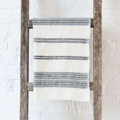 Aden Cotton Hand Towel, Natural with Grey