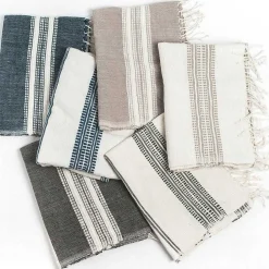 Aden Cotton Hand Towel, Natural with Grey