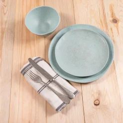 Al Fresco Organic Salad Plate, Sage Green, Set of 4^Be Home Clearance