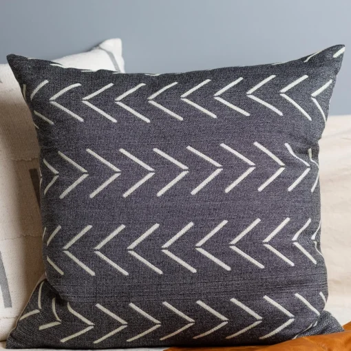 Alpaca Square Pillow, Grey with Chevrons^Be Home New