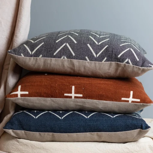 Alpaca Square Pillow, Grey with Chevrons^Be Home New