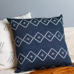Alpaca Square Pillow, Navy with Diamond & Plus^Be Home Clearance