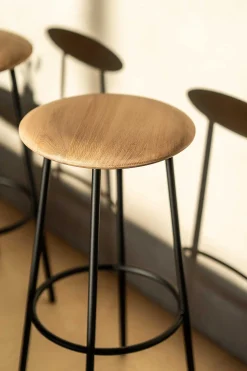 Baretto Bar Stool, Varnished Oak