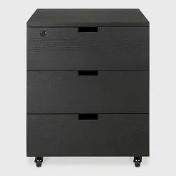 Billy Solid Black Oak Drawer Unit with Key Lock