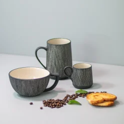Black Crosshatch Espresso Cups, Set of 4^Be Home Flash Sale