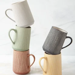 Black Crosshatch Mugs, Set of 4^Be Home Best Sale
