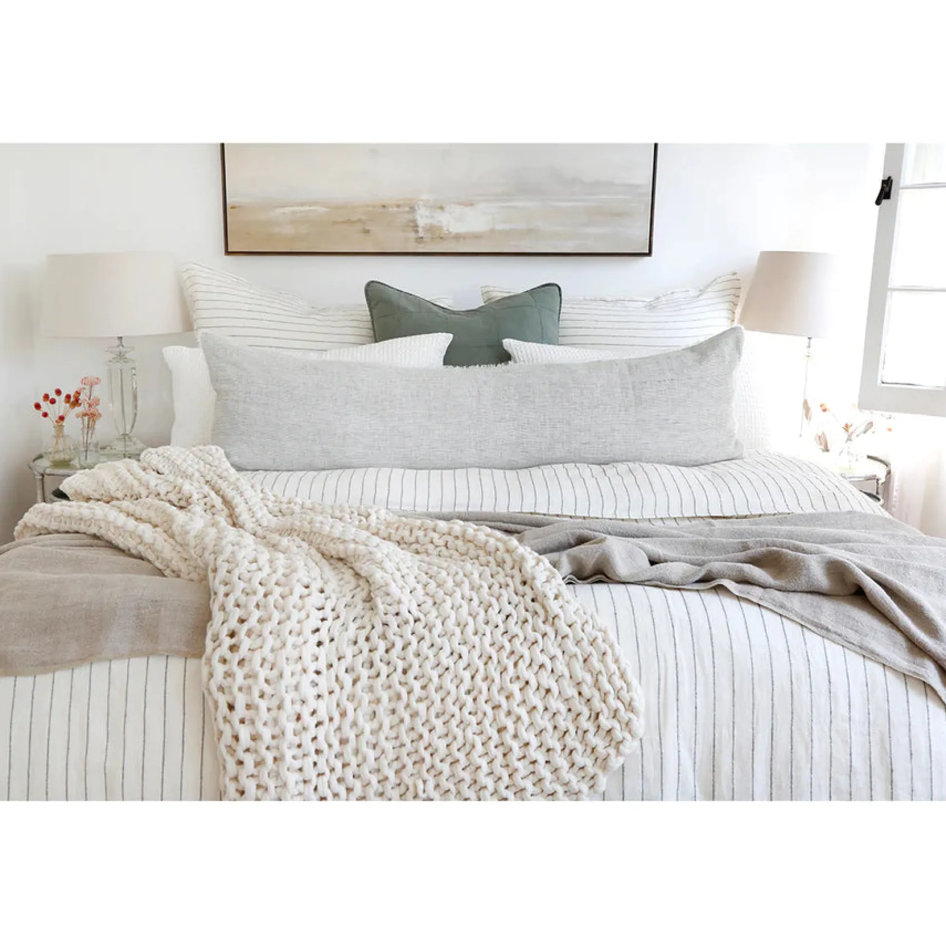 Blake Euro Sham, Cream & Grey^Be Home Shop