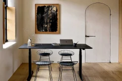 Bok Adjustable Solid Black Oak Desk, Black Base, 67