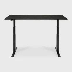Bok Adjustable Solid Black Oak Desk, Black Base, 67