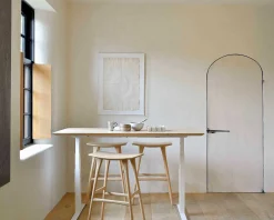 Bok Adjustable Solid Oak Desk, White Base, 55.5