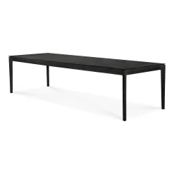 Bok Solid Black Teak Outdoor Dining Table, 118