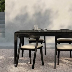Bok Solid Black Teak Outdoor Dining Table, 118