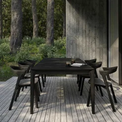 Bok Solid Black Teak Outdoor Dining Table, 118