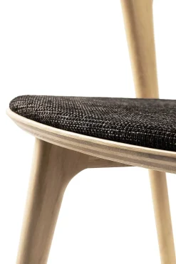 Bok Solid Oak Dining Chair, Varnished with Dark Brown Fabric Cushion