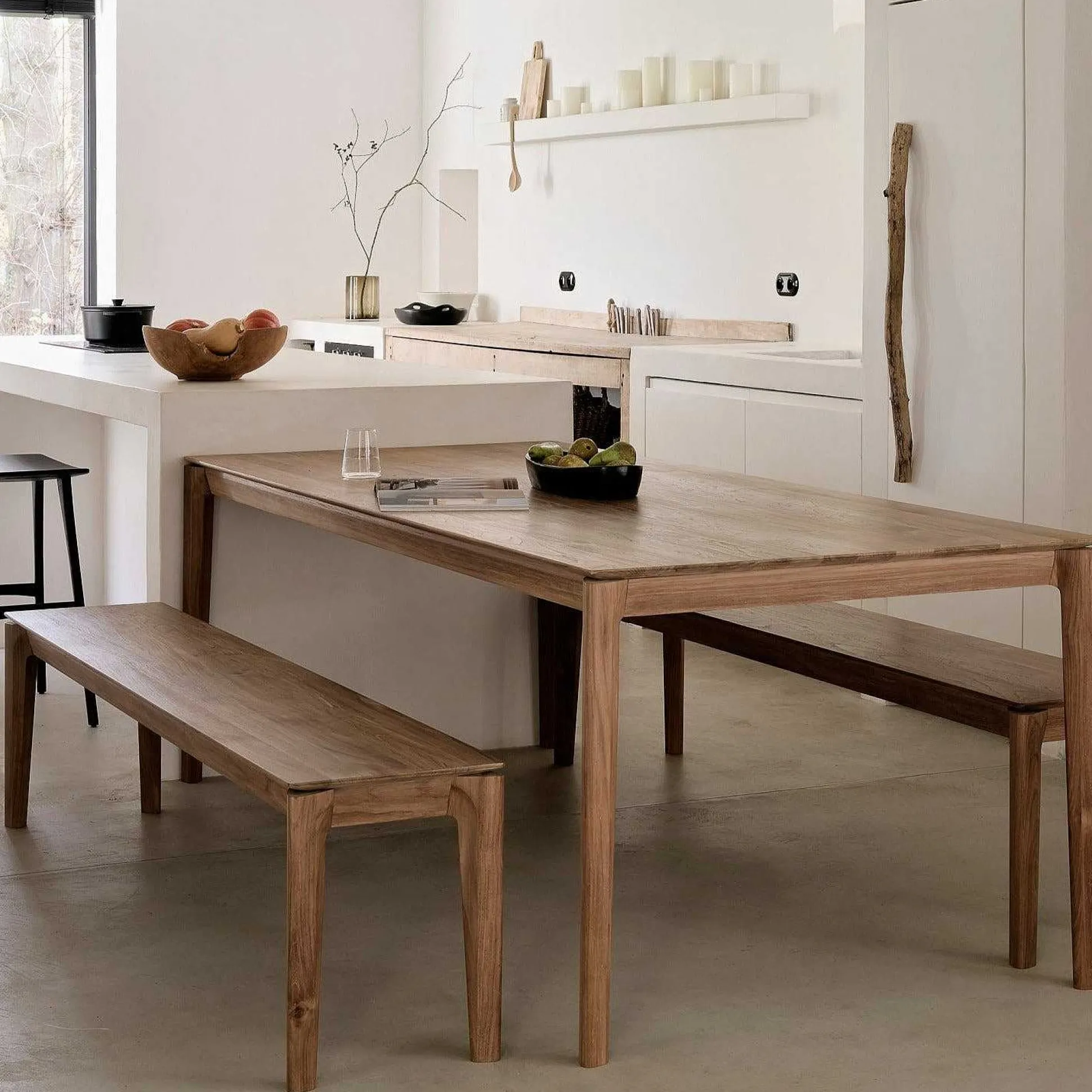 Bok Solid Teak Dining Table, 87"