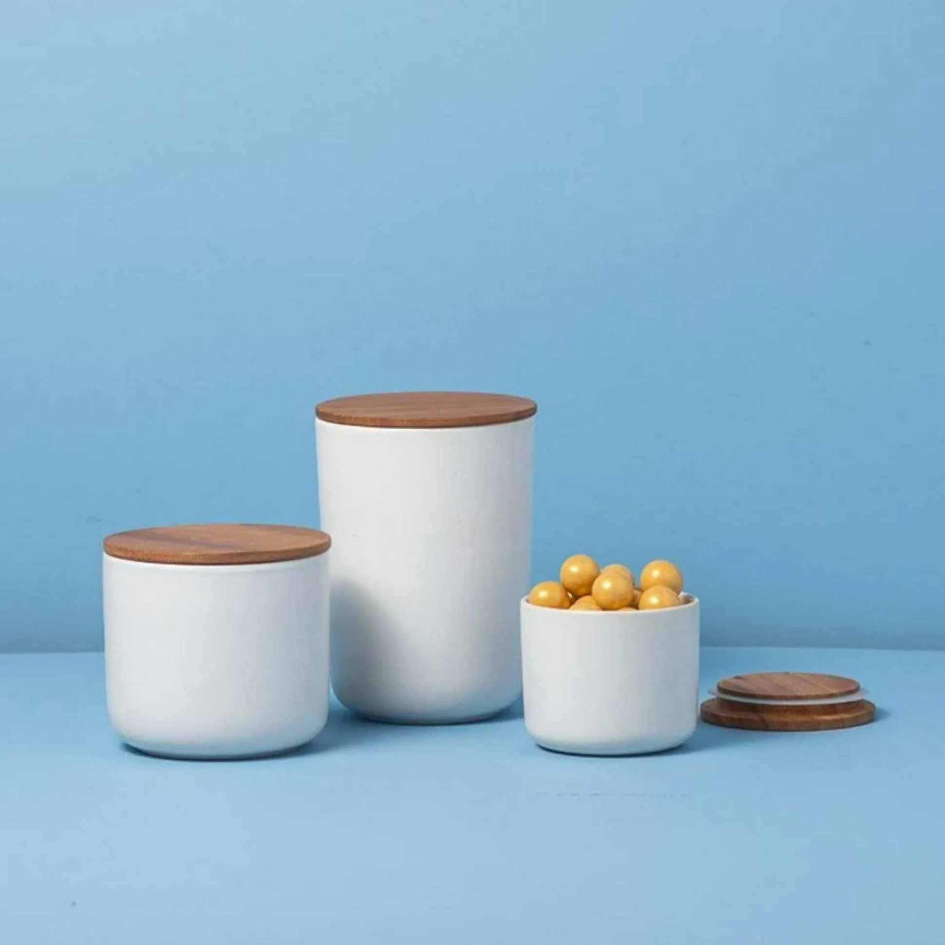 Brampton Stoneware Canister Set of 3, White