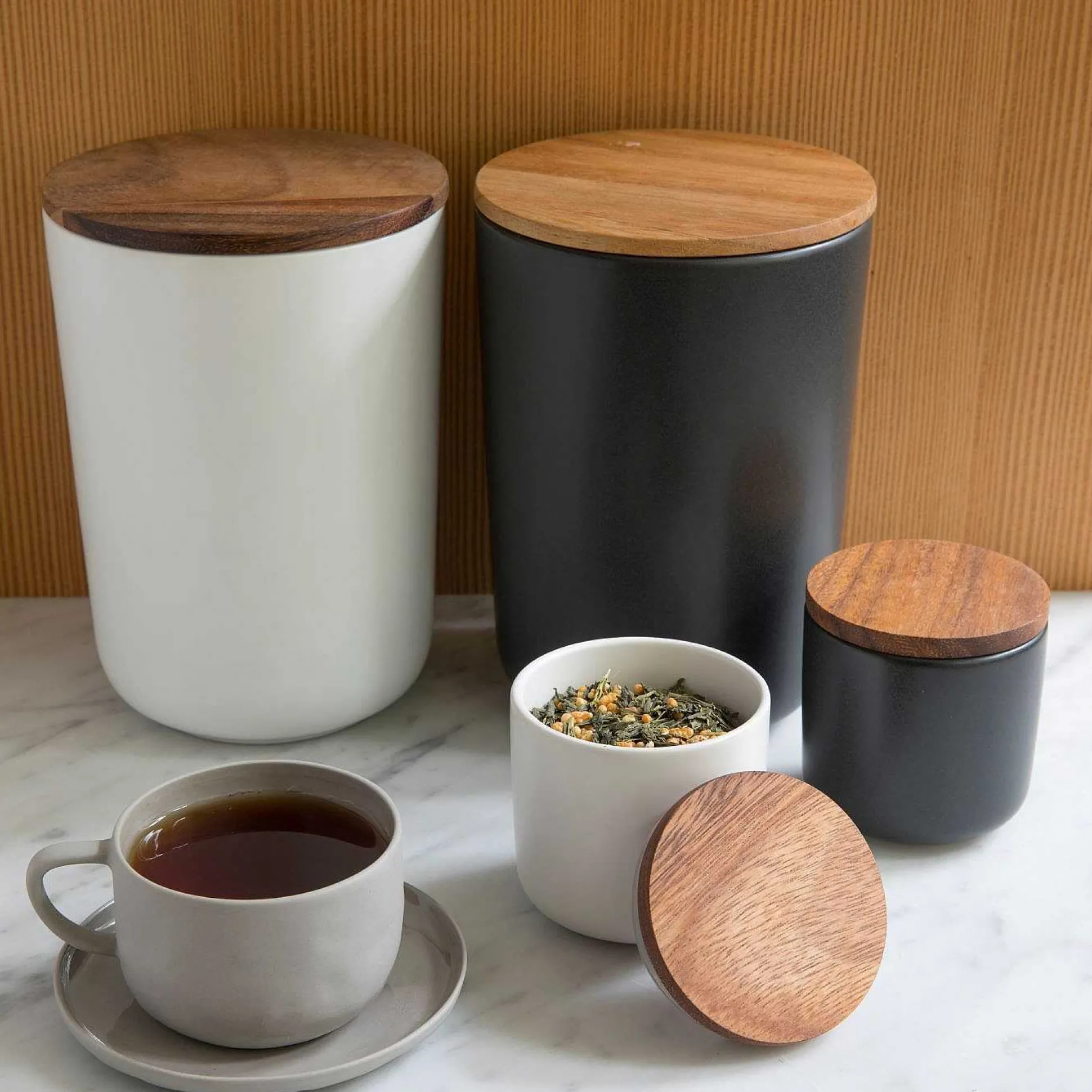 Brampton Stoneware Canister Set of 3, White