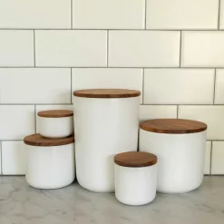 Brampton Stoneware Canister Set of 3, White