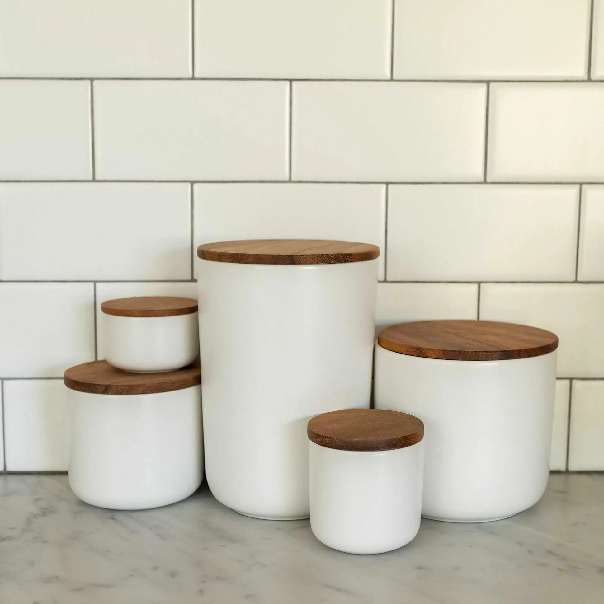 Brampton Stoneware Canister Set of 3, White