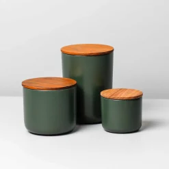 Brampton Stoneware Canister Set of 3, Forest Green