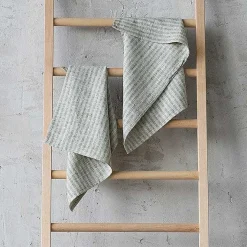 Brittany Hand Towels, Set of 2, Forest Green and Natural