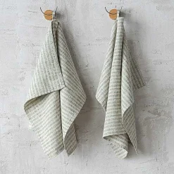 Brittany Hand Towels, Set of 2, Forest Green and Natural