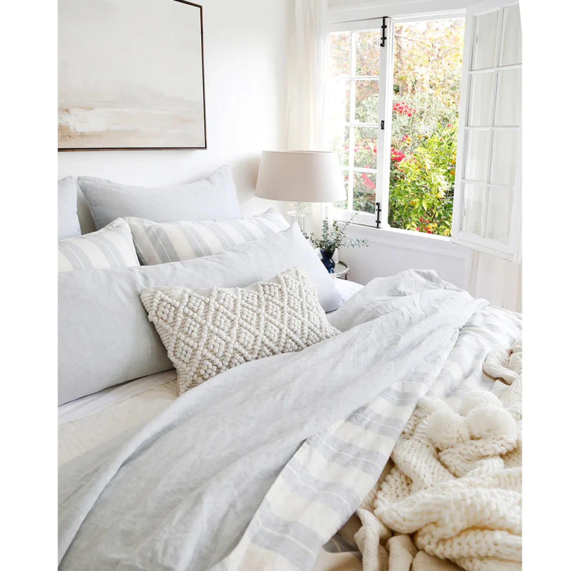 Carter Queen Duvet Cover, Ivory & Denim^Be Home Online