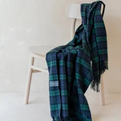 Cashmere Knee Blanket in Black Watch Tartan^Be Home Best