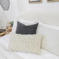 Coco Handwoven Rectangular Pillow, Ivory^Be Home Outlet