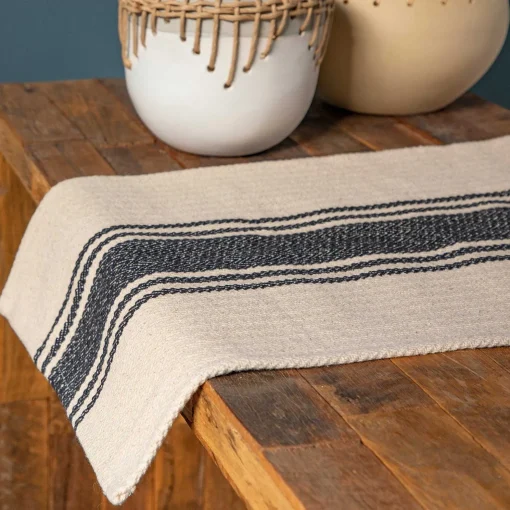 Cotton Canvas Table Runner with Stripes