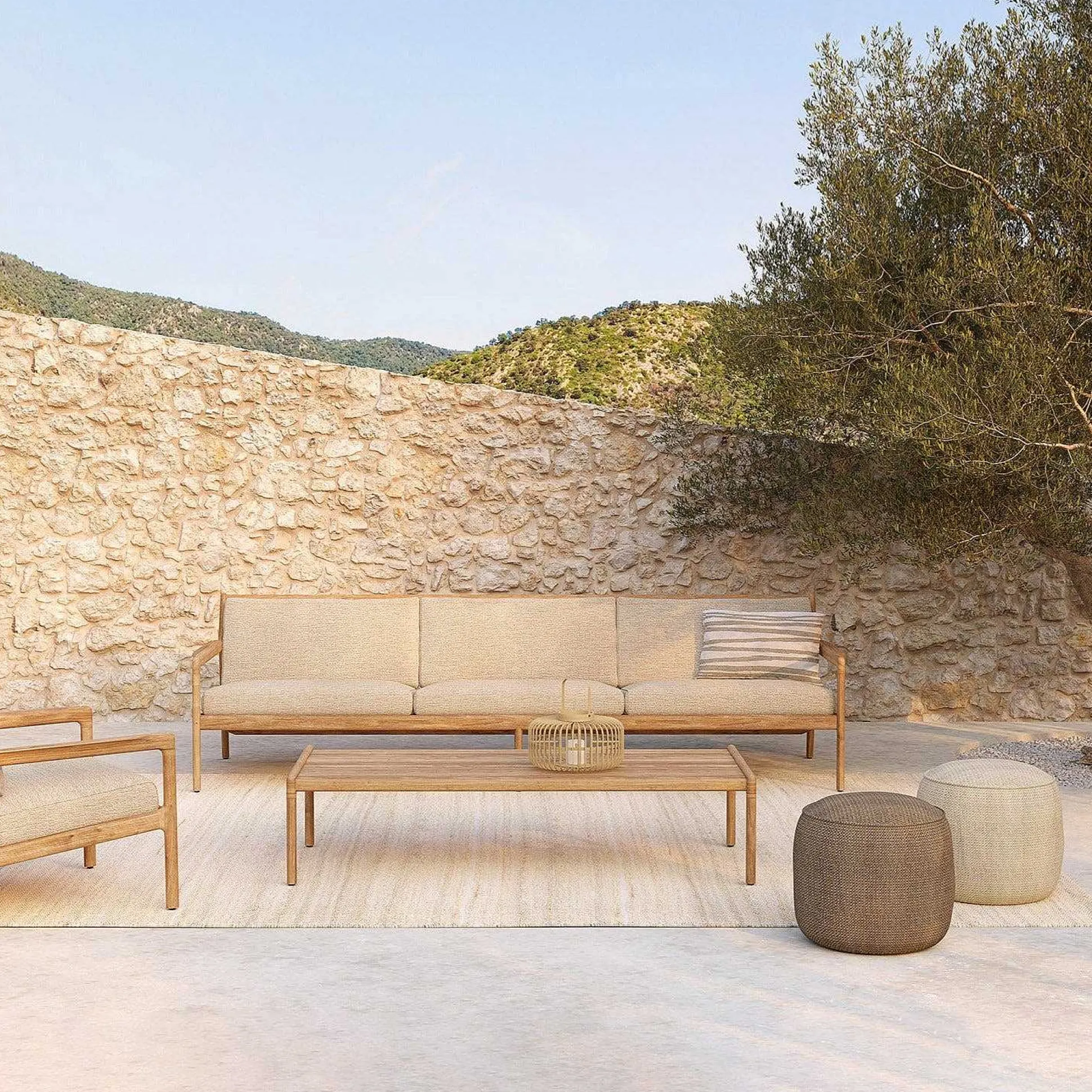 Donut Outdoor Pouf, Marsala Check Fabric