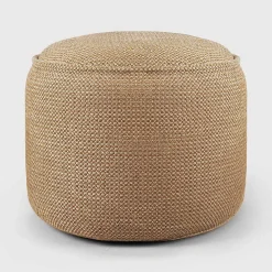 Donut Outdoor Pouf, Marsala Check Fabric