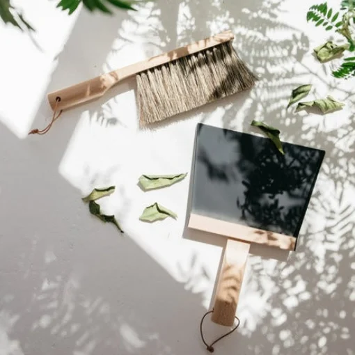 Dustpan & Natural Brush Set, Black^Be Home Outlet