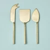 Etched & Hammered Cheese Set, Gold