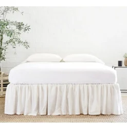 Gathered Linen King Bedskirt, Cream^Be Home Best Sale
