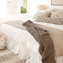 Gathered Linen King Bedskirt, Cream^Be Home Best Sale