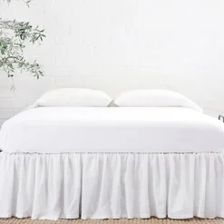Gathered Linen Queen Bedskirt, White^Be Home Best