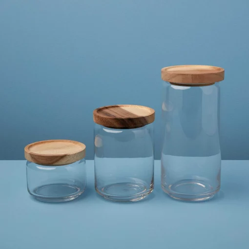 Glass Container with Acacia Lid Small