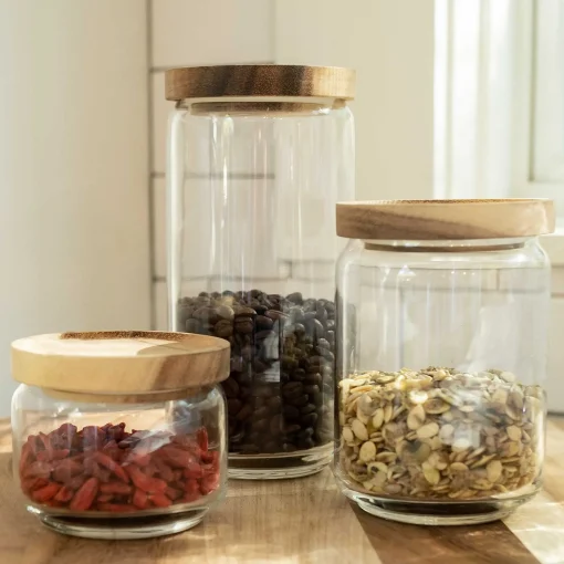 Glass Container with Acacia Lid Small