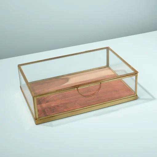 Glass Display Case with Wood Base Medium^Be Home Best Sale