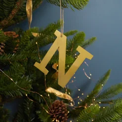 Gold Letter Ornament, N^Be Home New