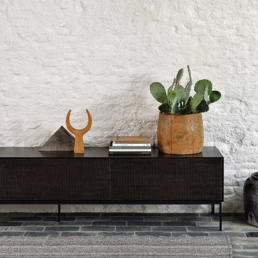 Grooves Solid Teak Media Console, 95.5"