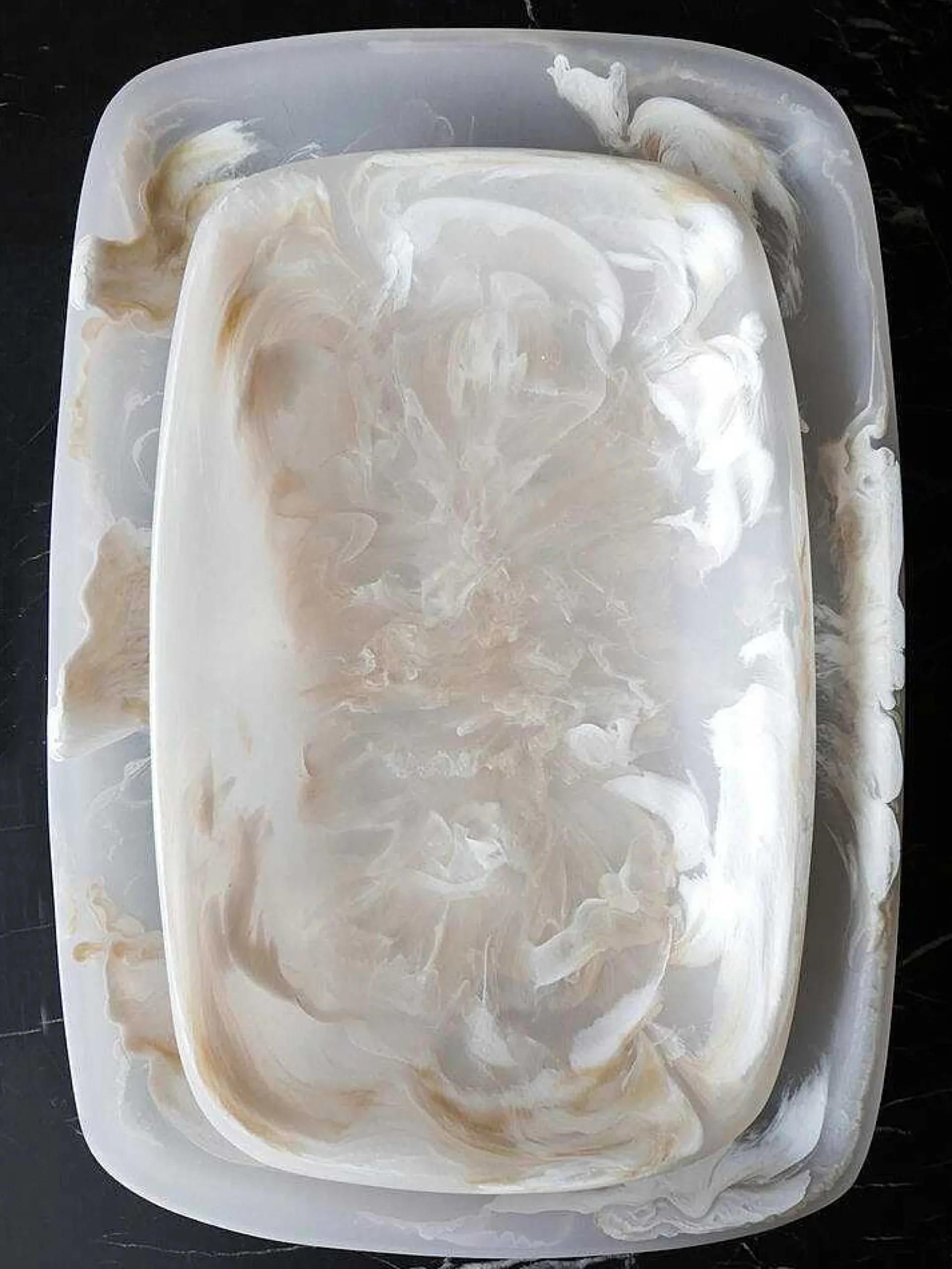 Handmade Resin Tray, Alabaster, Medium