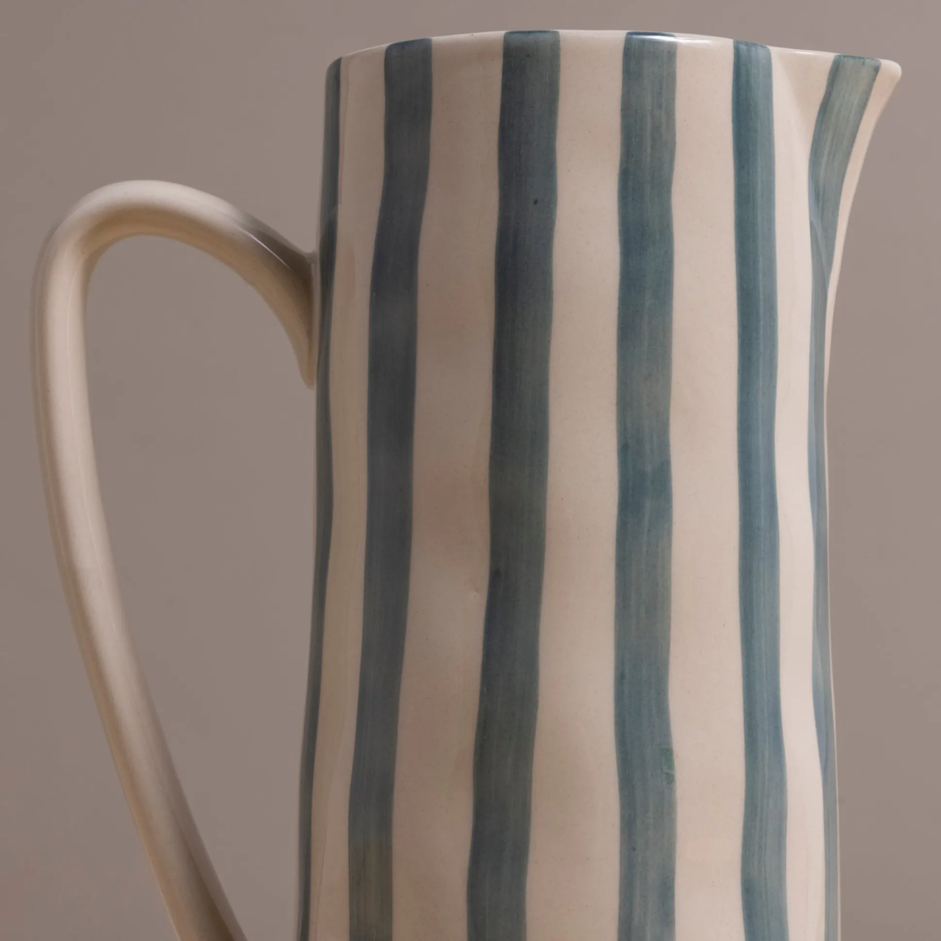 Hand-Painted Stoneware Pitcher with Stripes^Be Home Hot