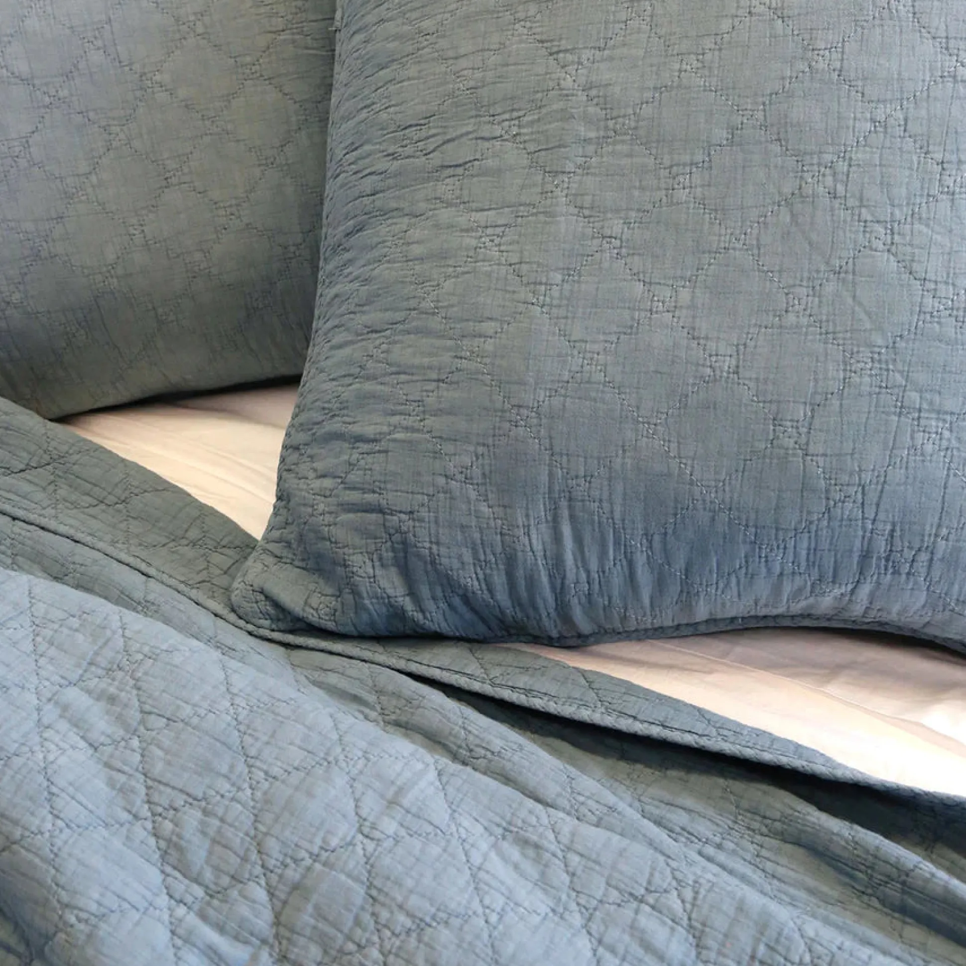 Huntington Queen Coverlet, Dusty Blue^Be Home Hot