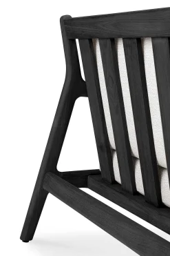 Jack Solid Black Teak Outdoor 2 Seater Sofa, Off White Fabric