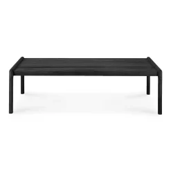 Jack Solid Black Teak Outdoor Coffee Table, 47.5