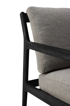 Jack Solid Black Teak Outdoor Lounge Chair, Mocha Fabric