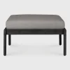 Jack Solid Black Teak Outdoor Footstool, Mocha