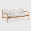 Jack Solid Teak Outdoor 2 Seater Sofa, Off White Fabric